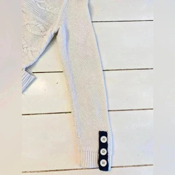 Talbots Cable Knit Tunic Sweater Pullover Women M Petite Cream Preppy Fall Layer - Picture 3 of 9